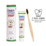 toothbrite natural whitening tooth scrub - 2 Pack Combo With FREE Bamboo Toothbrush