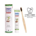 toothbrite natural whitening tooth scrub - 3 Pack Combo With FREE Bamboo Toothbrush
